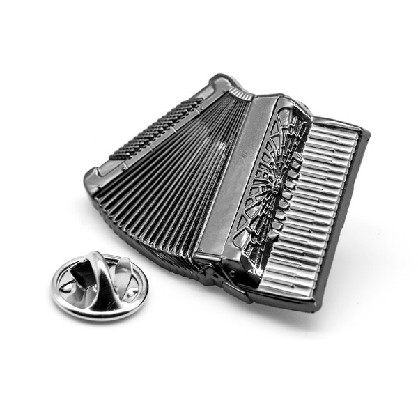 Piano Accordion Metal Pin Badge with elegant gift pouch