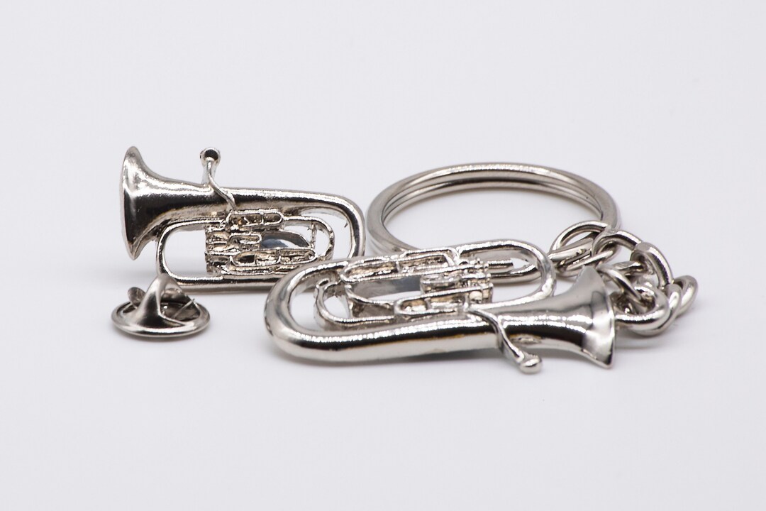 Euphonium Tuba Silver Metal Kechain With Matching Lapel Pin - Etsy UK