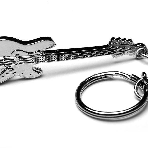 Basgitaar solide metalen sleutelhanger - Jazz Bass-model. Cadeau voor basgitaristen