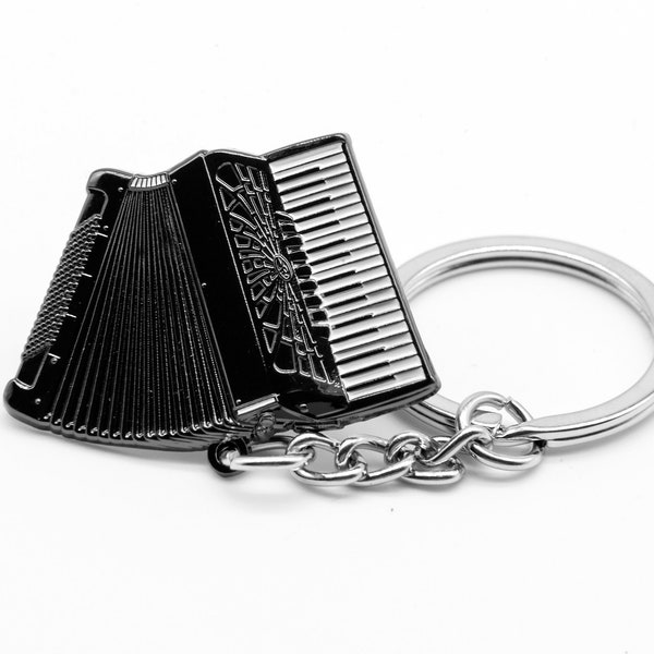 Piano Accordion metal keyring with luxury gift pouch