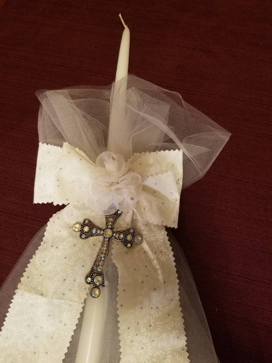 Greek Orthodox Baptismal Candle 24 inch White Baptism | Etsy