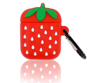 Strawberry Cute 3D Cartoon Airpods Case Silicone Protective Cover, Case For APPLE AirPods, unique case drop proof protective case