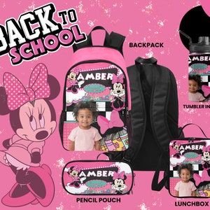Sac à dos personnalisé rétro Minnie Mouse, sac à dos personnalisé indispensable pour la rentrée des classes, sac à dos de voyage, sac à dos pour enfants, rentrée des classes