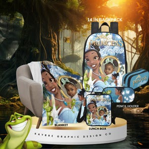 Sac à dos personnalisé à cadre Princesse Tiana et la grenouille, sac à dos personnalisé indispensable pour la rentrée, sac à dos pour enfant 14 pouces