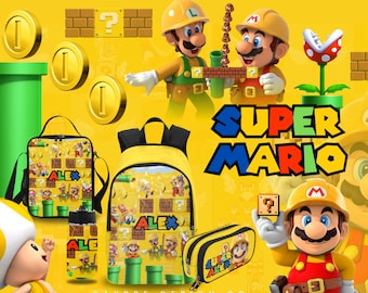 Super Mario Maker Personalized Backpack, Back-to-School Essential Custom Name Backpack, Travel Backpack, Backpack for Kids