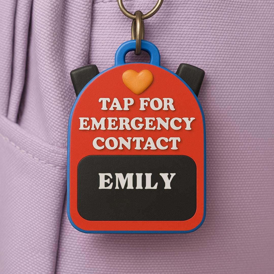 3D NFC Emergency Contact Tag – Custom Backpack Safety Keychain for Kids ...