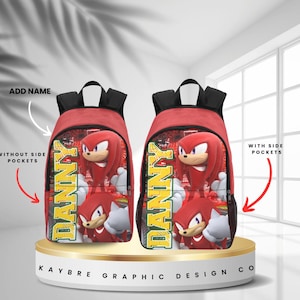 Sac à dos personnalisé Knuckles the Echidna, sac à dos personnalisé indispensable pour la rentrée des classes, sac à dos personnalisé, sac à dos de voyage, sac à dos pour enfants