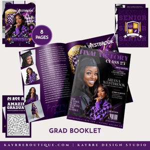 Diseño personalizado de folleto de graduación / Programa de recuerdo para graduados de 8 páginas / Folleto de graduación editable / Plantilla de programa de graduación con fotos