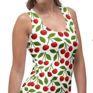 Cherry Print Tank Top: Women&#39;s Cottagecore Activewear