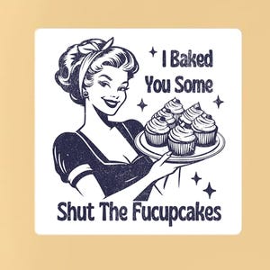Funny Retro Kitchen Magnet, Shut the Fucupcakes, Refrigerator Magnet, Kitchen Decor, Foodie Gift, Chef Gift