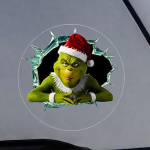Grinch Christmas Sticker, Christmas Car Sticker, Grinch Car Decal, Funny Christmas Transparent Outdoor Sticker, Car Sticker, Two Options