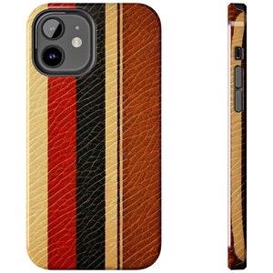 Custodia per telefono retrò, custodia per telefono con strisce da corsa in pelle retrò, illustrazione grafica, design elegante e durevole, custodie per telefono resistenti agli urti