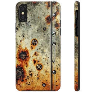Rusty Rivet Industrial Phone Case: Vintage Metal Design