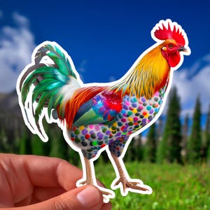 Rooster Sticker Vibrant Chicken Decal Farm Animal Vinyl for Car Window & Water Bottle – Chicken Lover Gift, Indoor Outdoor Sticker