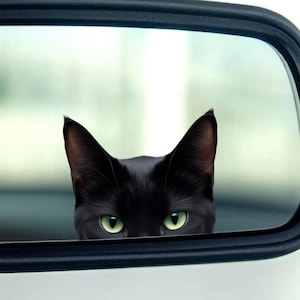 覗き見猫ステッカー、黒、オレンジ、グレー、三毛猫、車の窓ミラーラップトップデカール、車のバイザーミラーステッカー、屋外用デカール