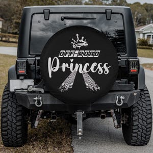 Off-Road Princess Spare Tire Cover for Women – Feminine 4x4 SUV Camper Accessory | Waterproof & UV Resistant | Camera Hole Option