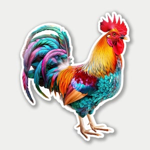 Bunter Hahn-Vinyl-Aufkleber: Wasserfester Bauernhausaufkleber
