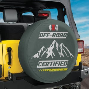 Cubierta para llanta de repuesto todoterreno certificada 4x4, opción de orificio para cámara de respaldo, diseño de montaña para SUV, RV, autocaravana, vehículo 4x4, impermeable y resistente a los rayos UV