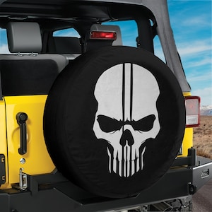 Skull Spare Tire Cover No Camera Hole, Waterproof UV-Resistant Skull Tire Cover for SUV RV Trailer 4x4 Off-Road Vehicles, 27–35 Inch Sizes