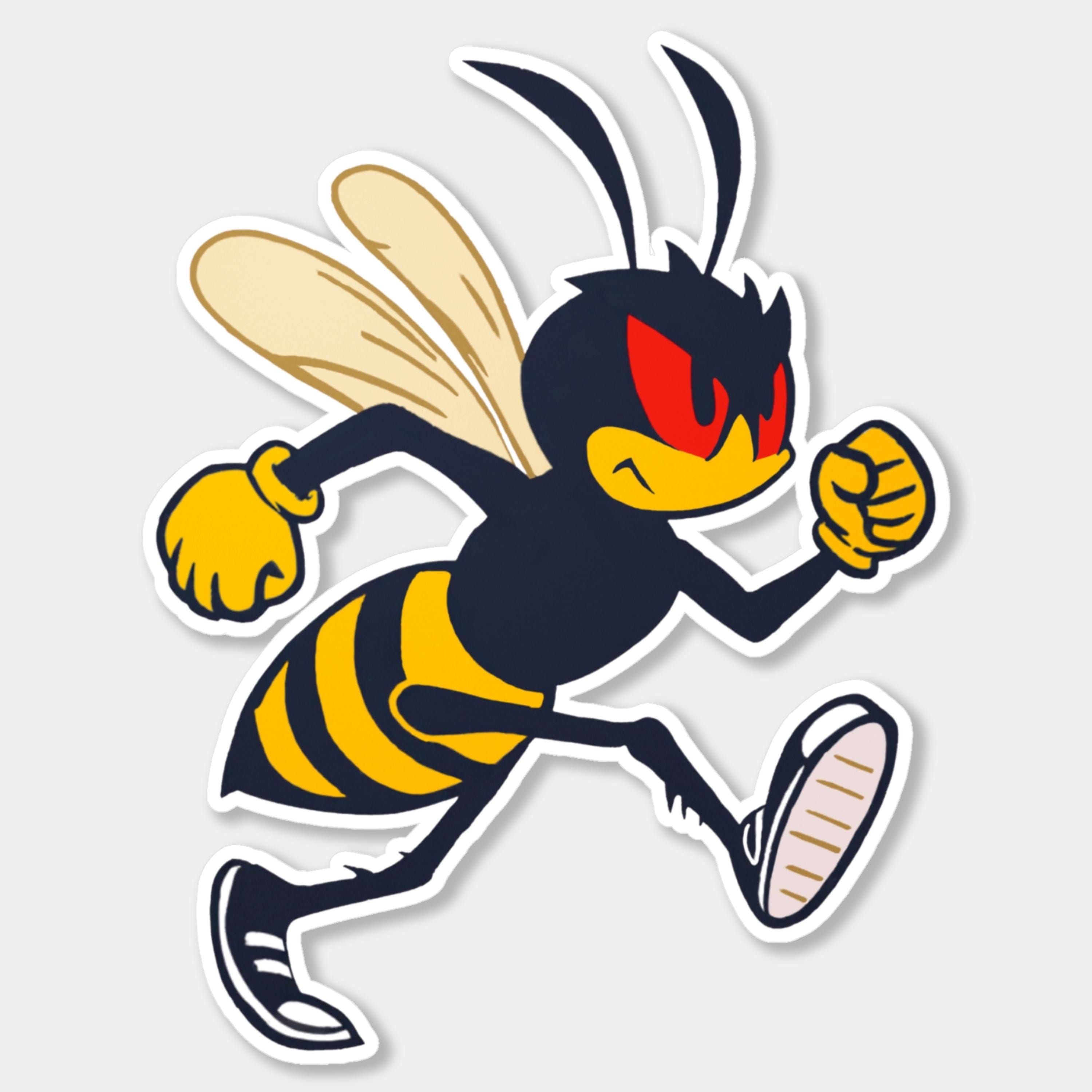 Wesp Sticker Retro Wasp Sticker, Aggressive Hornet Vinyl Decal, Mid-century Mascot ...