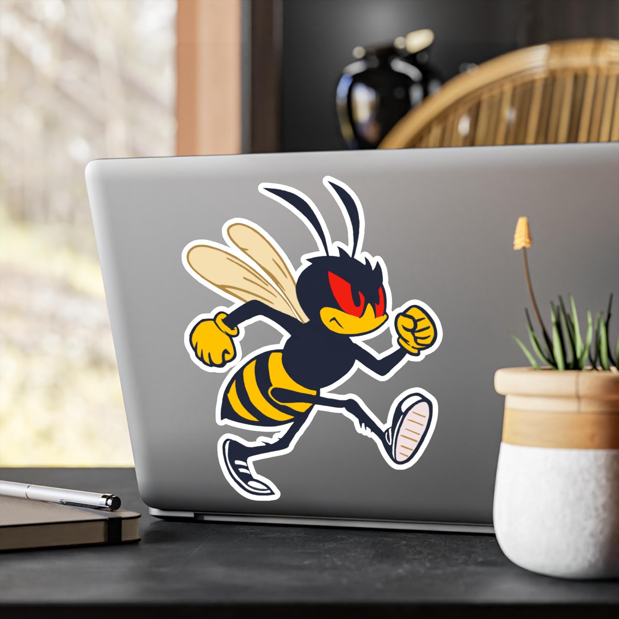 Retro Wasp Sticker, Aggressive Hornet Vinyl Decal, Mid-century Mascot ...