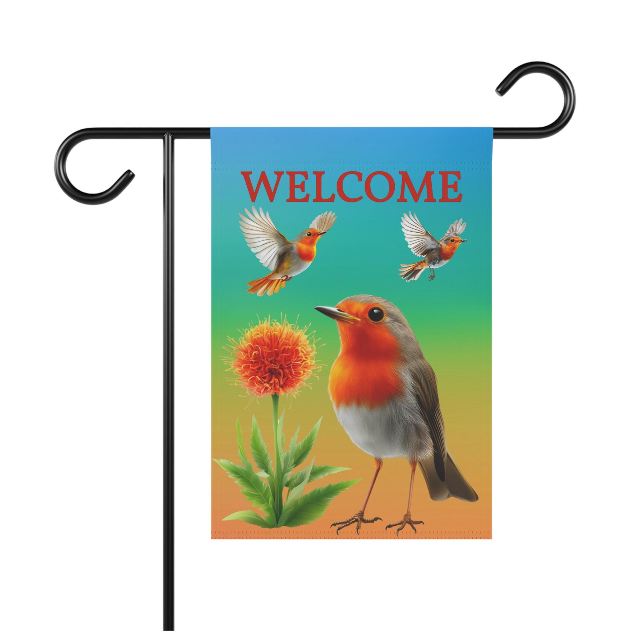 Robin Welcomesign Robin Garden Flag, Spring Bird Welcome Decor, Floral Outdoor Banner ...