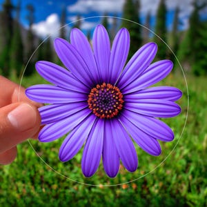 Purple Daisy Decal Waterproof Vinyl Floral Decal Transparent Laptop & Car Sticker Durable Outdoor Flower Sticker