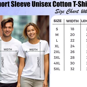 Gildan Unisex Cotton shirt size chart