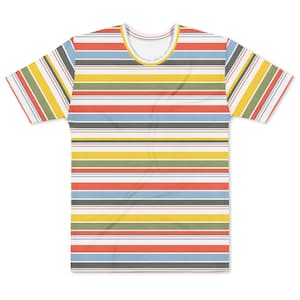 Retro Striped Cotton T-Shirt, 70s Style Men's Crew Neck Tee