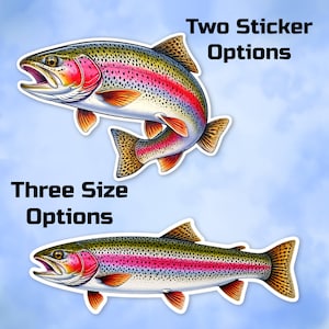 Rainbow Trout Sticker, Colorful Fishing Decal, Angler Gift, Vinyl Laptop Water Bottle Art