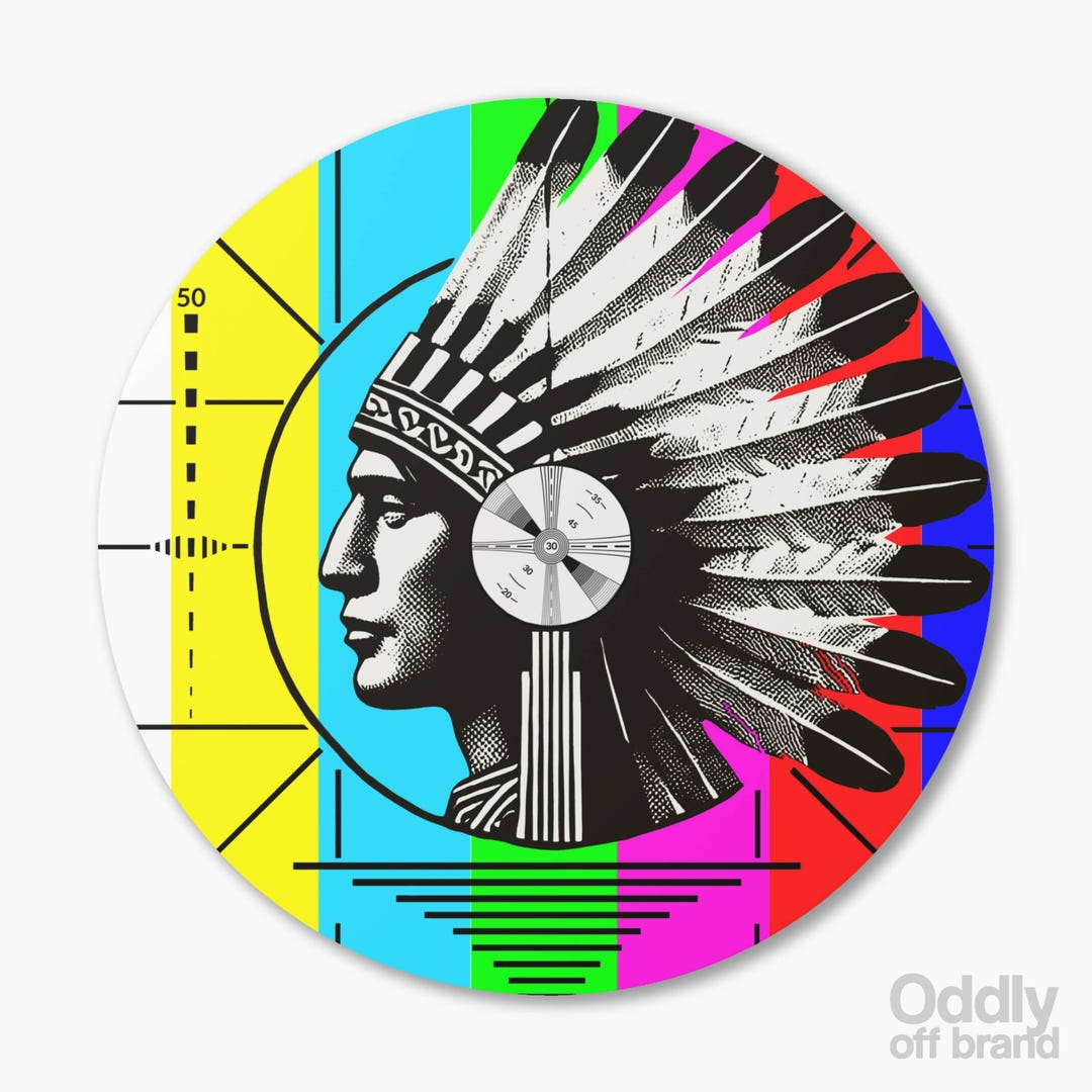 Vintage Test Pattern Native Headdress Sticker, Retro TV Color Bars ...