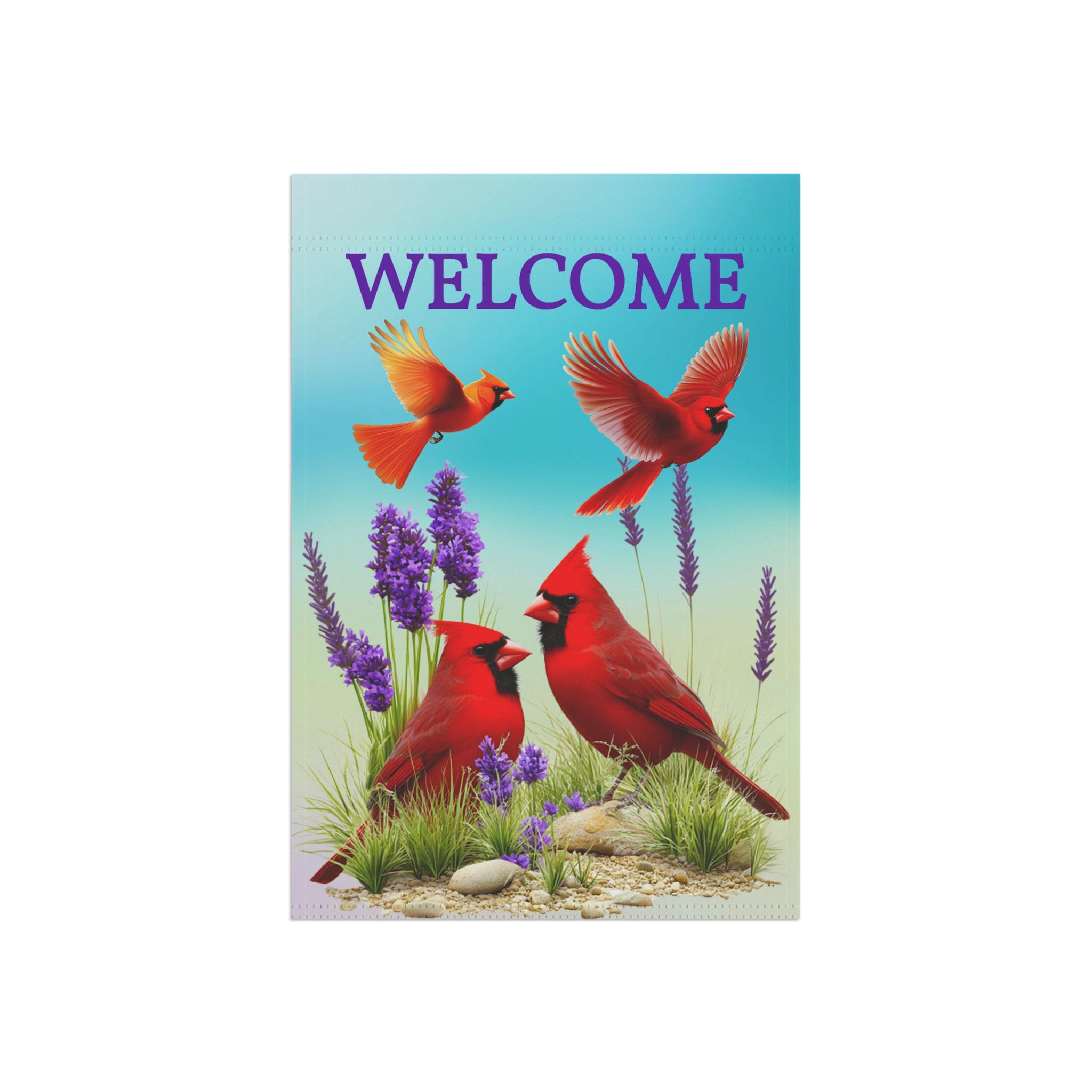 Cardinal Note Welcom Cardinal Garden Flag, Red Birds Lavender Welcome Decor (12x18 Inch) - Etsy