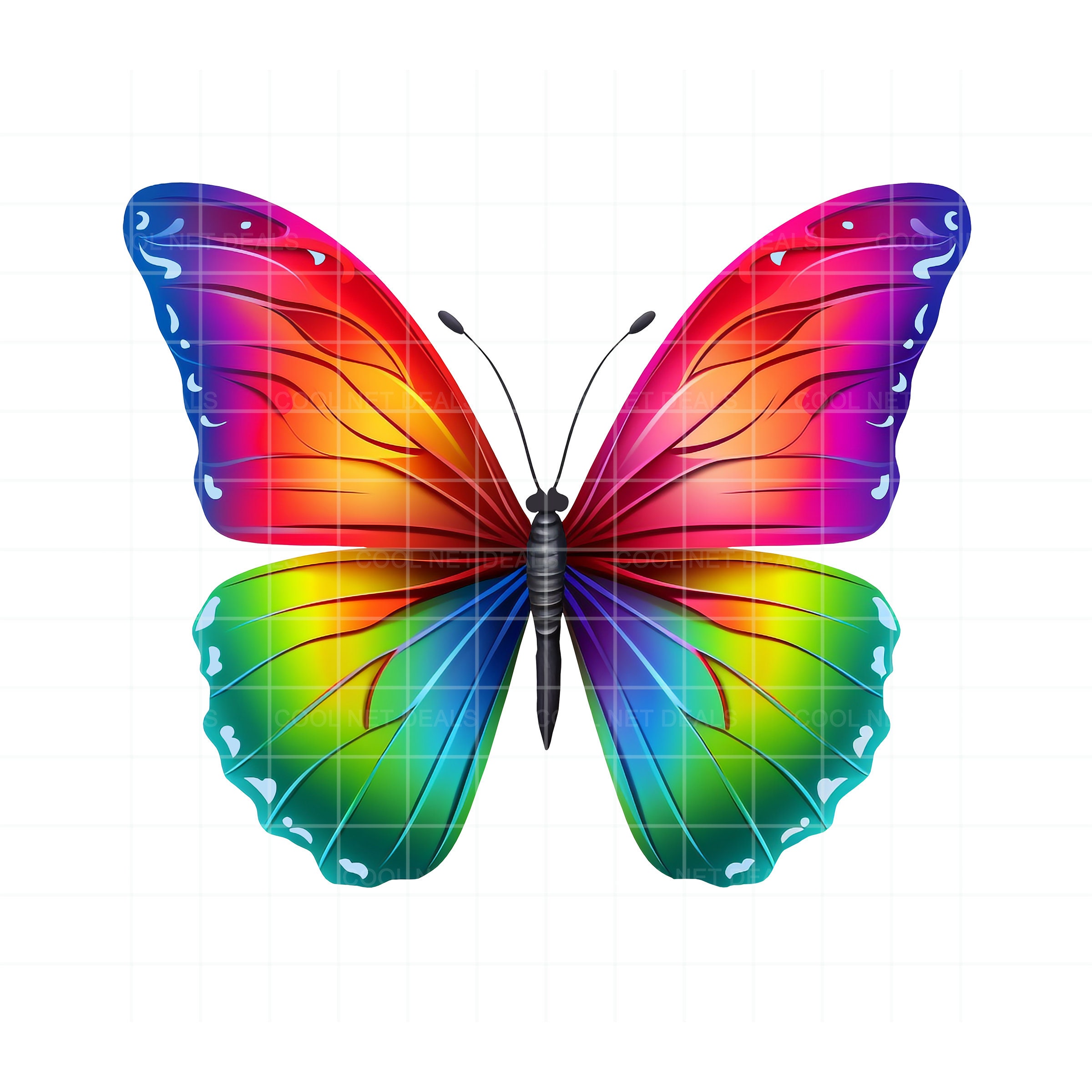 Rainbow Butterfly PNG Clipart Set: Colorful Sublimation Graphics ...