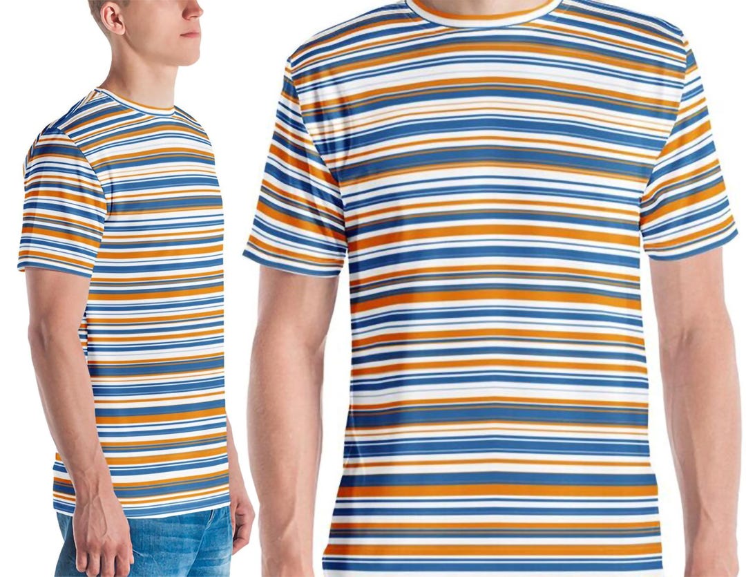 Vintage Men's Shirts, Retro Stripes T-shirt, 70s 80s Nostalgic Shirt ...