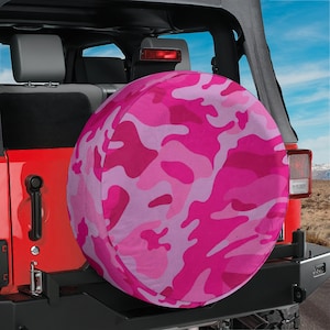 Pink Camo Ersatzradabdeckung Rückfahrkamera Lochoption Camouflage Design Suv, Wohnmobil, Camper, Geländewagen wasserdicht & UV-beständig