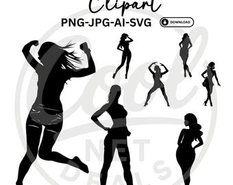 Woman Silhouette Clipart SVG Bundle: Female Figures for Cricut (Digital Download)