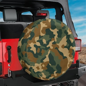 Camo Spare Tire Cover, Military Style Camouflage Waterproof and UV Resistant, Backup Camera Hole Option, SUV&#39;s RV, Camper, 4x4 Vehicle