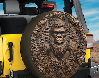 Bigfoot Tire Cover, Sasquatch Design, Sasquatch Spare Tire Cover for SUV RV Camper Trailer Van 4x4 Off-Road Vehicle, Waterproof UV Resistant