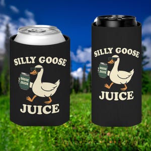 Silly Goose Juice Can Cooler Funny Duck Beer Holder Regular or Slim Cans Goose Gag Gift Beverage Insulator for Party Camping Tailgate