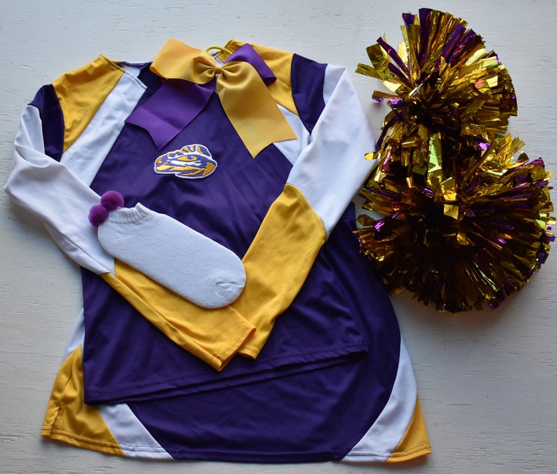 LSU Small Purple & Gold Cheerleader Outfit Complete 7 Piece Etsy