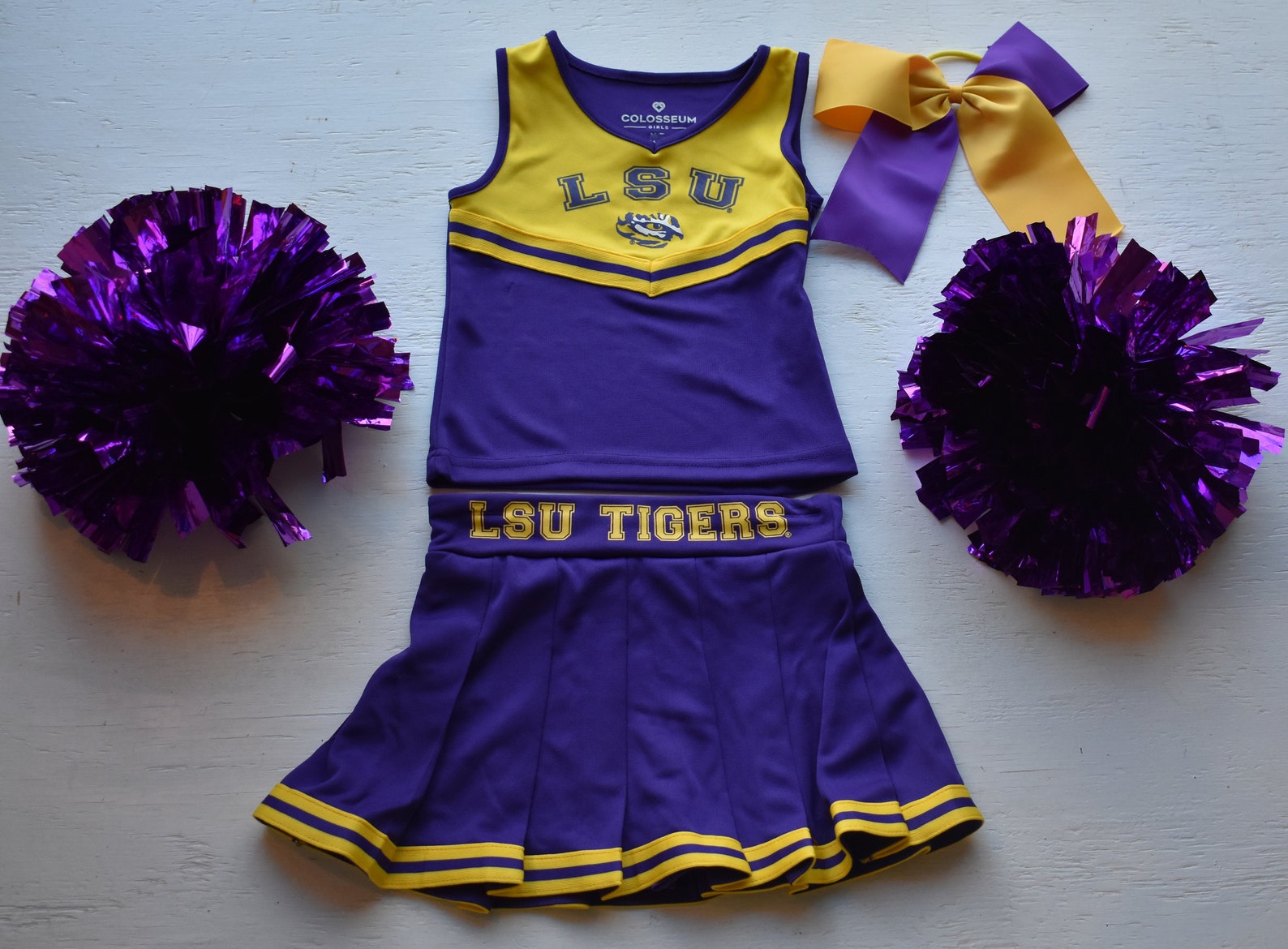 GIRLS 4 5 Cheerleader Outfit Uniform Lsu Tigers Louisiana Pom Etsy