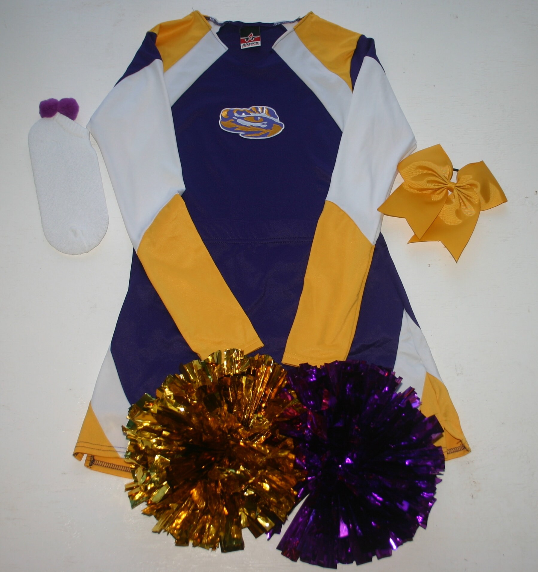 LSU purple & gold cheerleader outfit complete 7 piece set poms Etsy