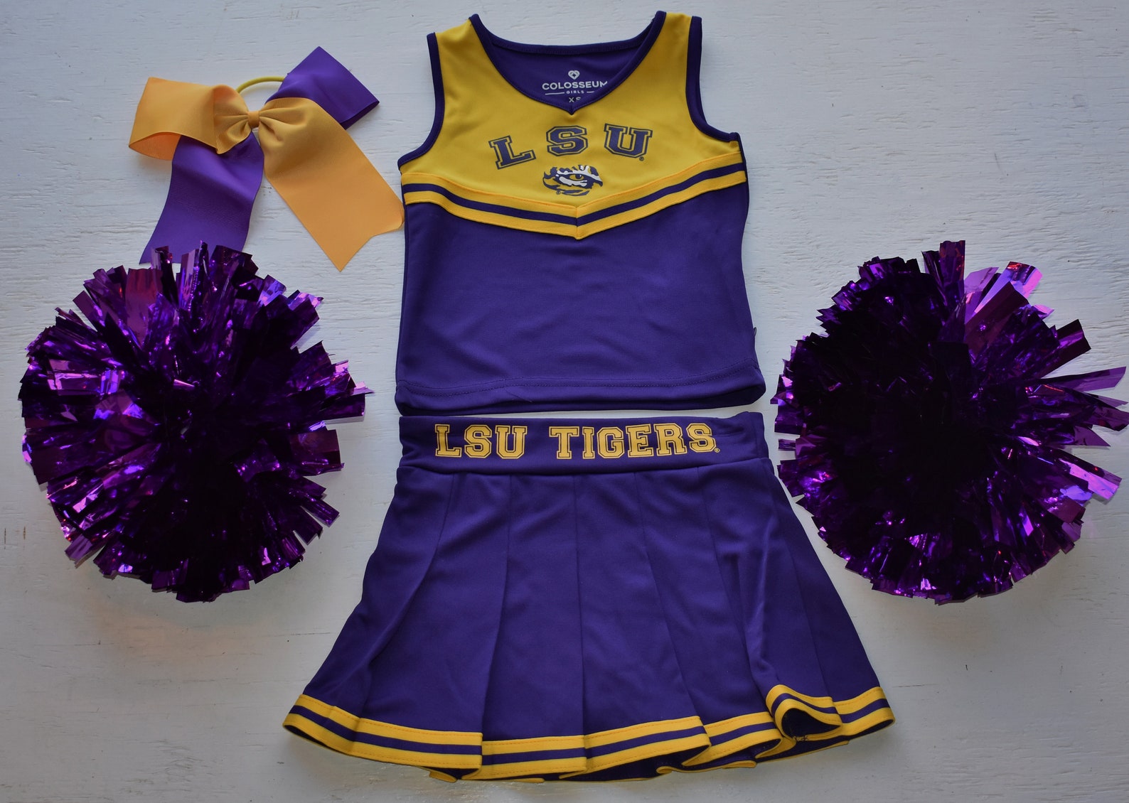 GIRLS 4 5 Cheerleader Outfit Uniform Lsu Tigers Louisiana Pom Etsy
