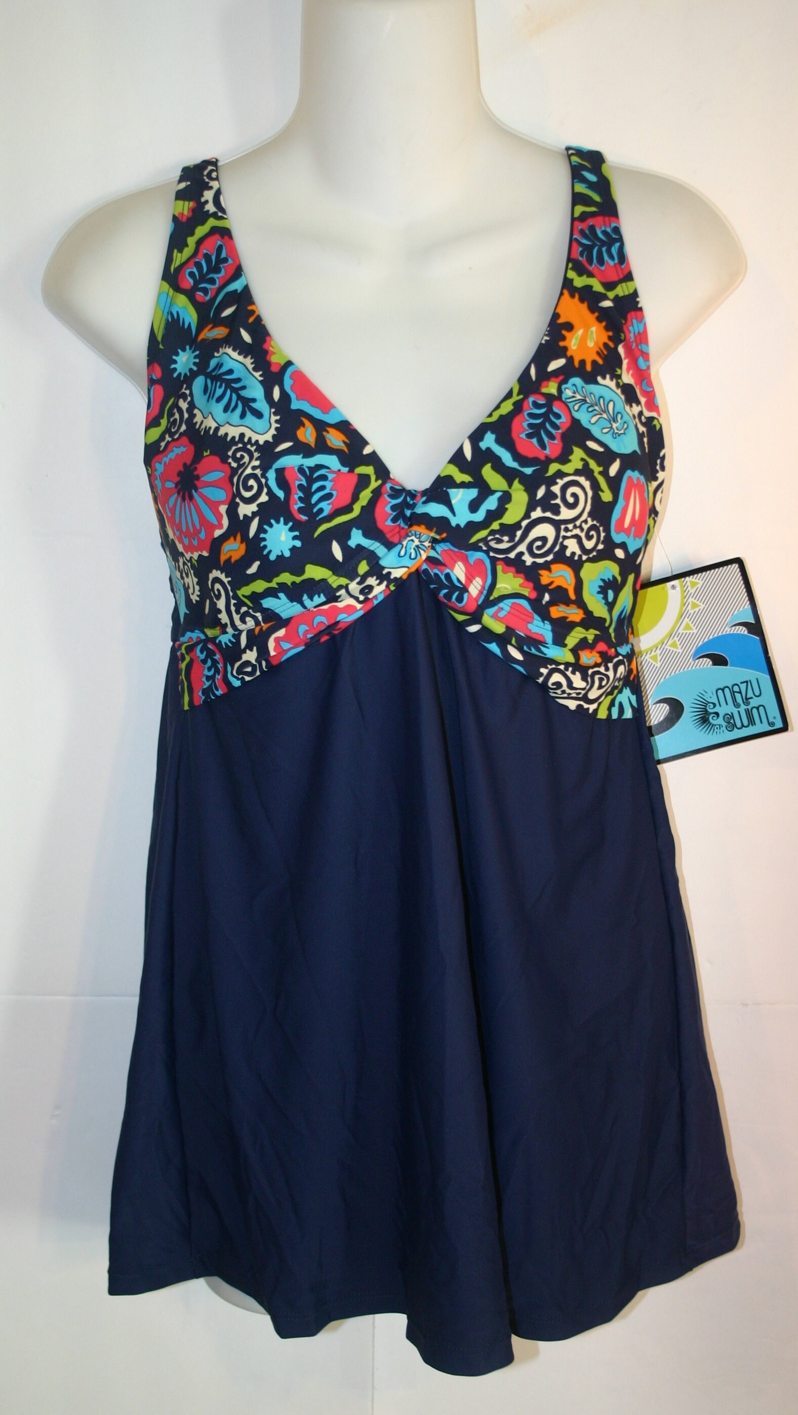 Pretty Navy Colorful fun Swim Dress Flattering Slimming Modest | Etsy