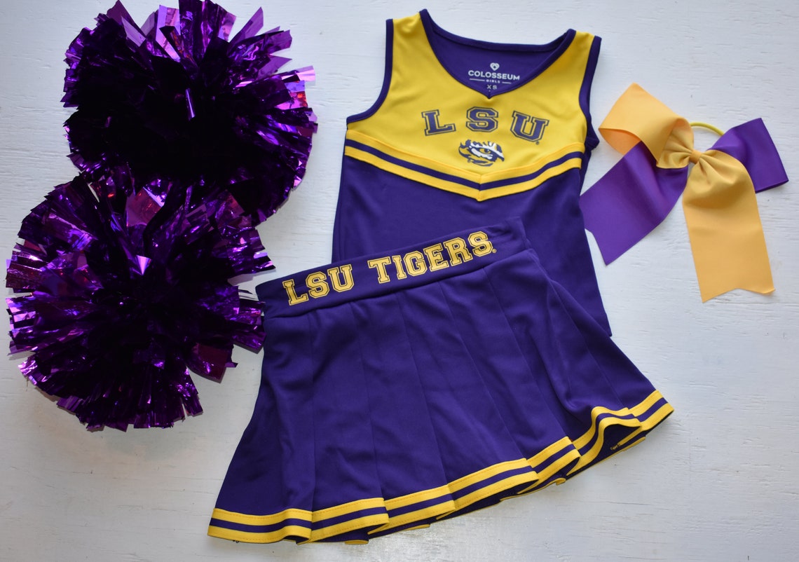 GIRLS 4 5 Cheerleader Outfit Uniform Lsu Tigers Louisiana Pom Etsy