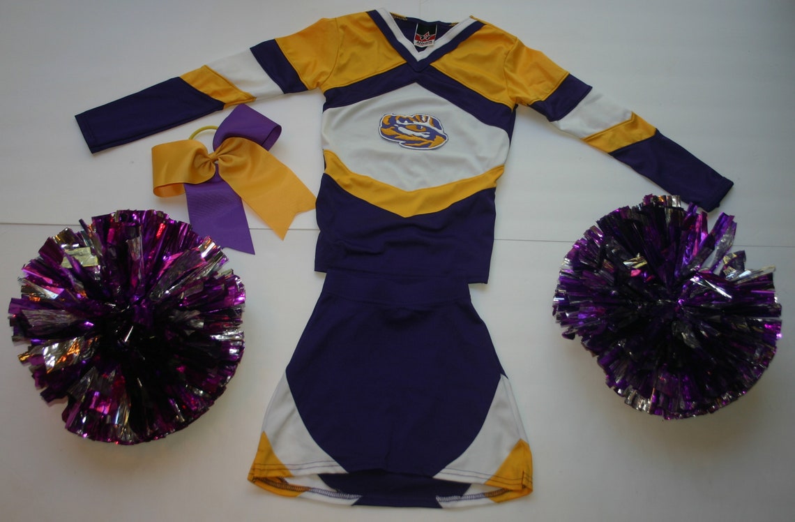 LSU tigers cheerleader COSTUME uniform outfit DELUXE pom poms Etsy
