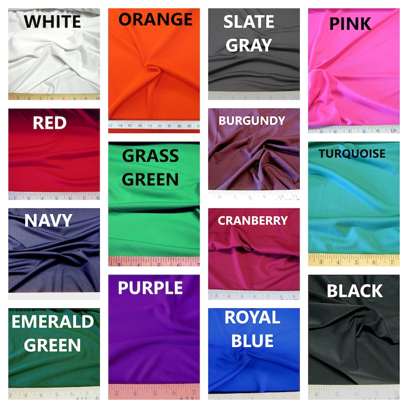 Fabric 4 way Stretch Polyester Lycra Spandex Choose your Color Etsy