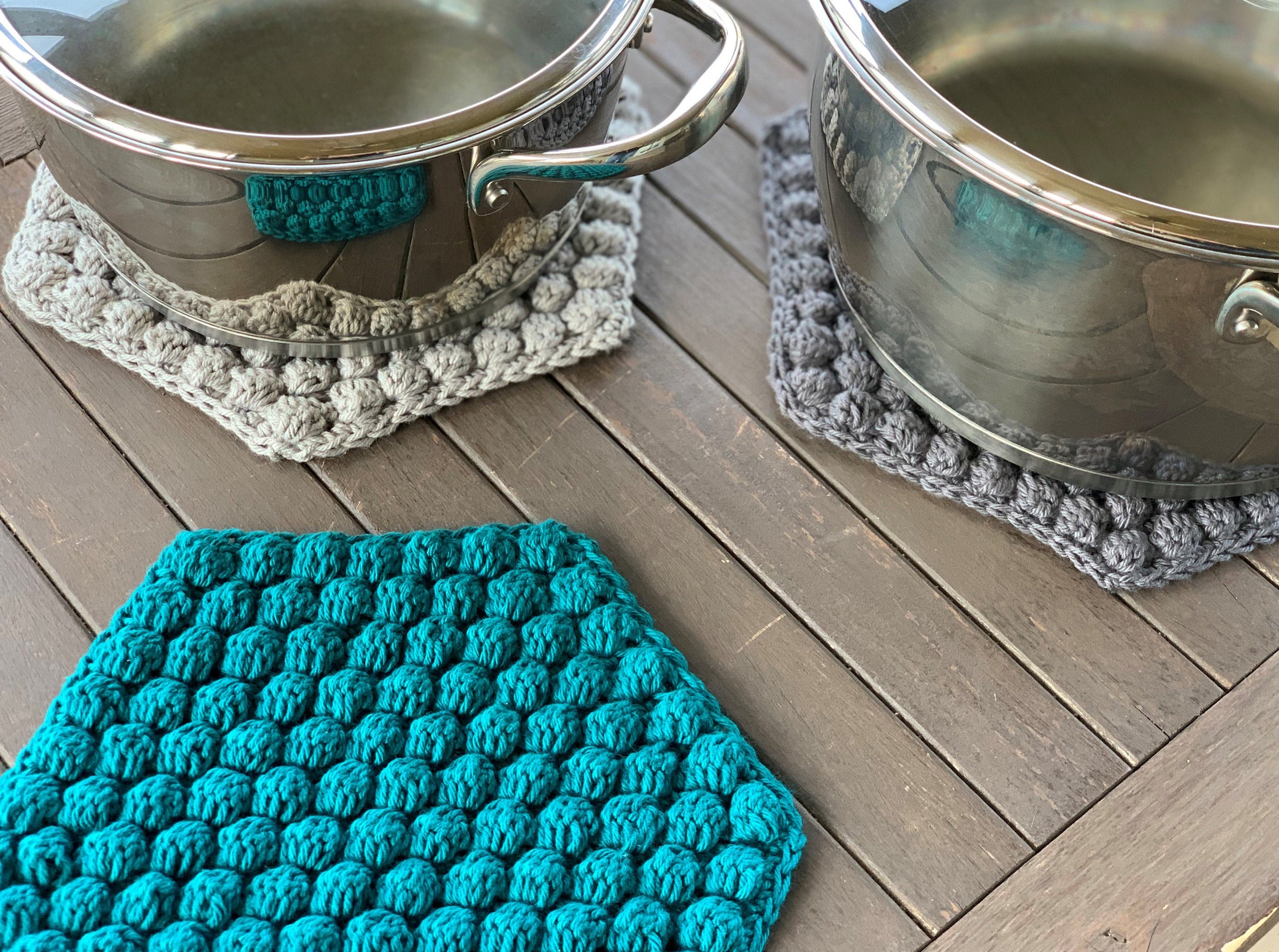 Bobble Hexagon Trivet // Crochet PATTERN // Modern Trivet Etsy