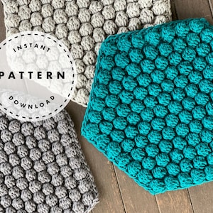 CROCHET PATTERN // Bobble Hexagon Trivet //  Modern Trivet Pattern // Textured Trivet Pattern