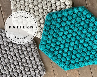 Bobble Hexagon Trivet Crochet PATTERN - Modern Textured Design (PDF Pattern)